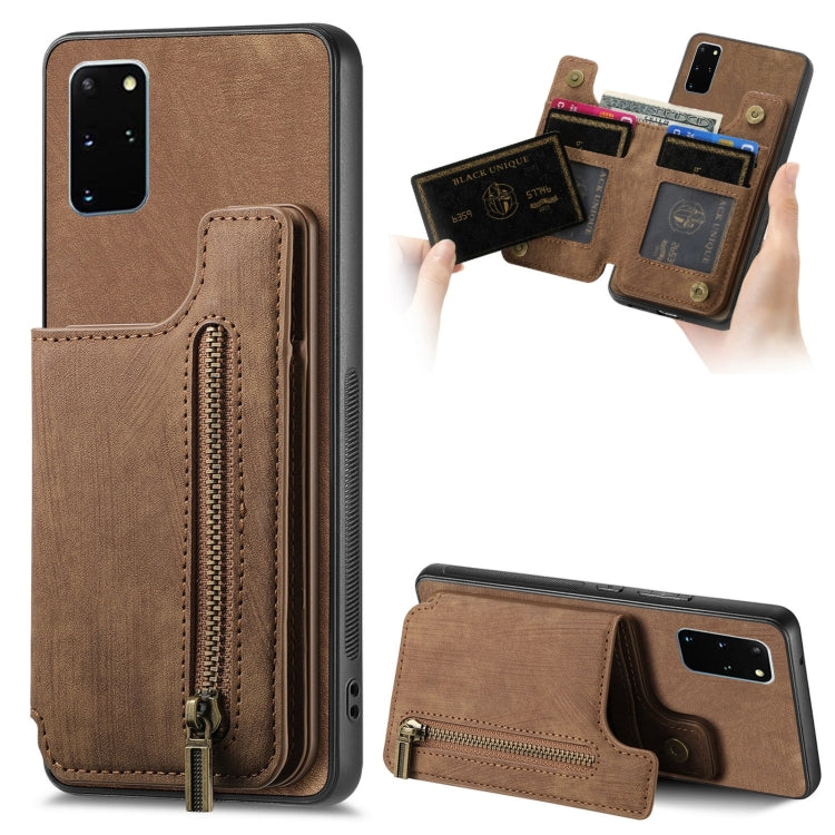 Retro Leather Zipper Wallet Back Phone Case, For Samsung Galaxy S20 FE, For Samsung Galaxy A52 4G/5G, For Samsung Galaxy A72 4G/5G, For Samsung Galaxy S20
