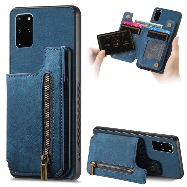 Retro Leather Zipper Wallet Back Phone Case, For Samsung Galaxy A52 4G/5G, For Samsung Galaxy A72 4G/5G, For Samsung Galaxy S20, For Samsung Galaxy A70/A70s