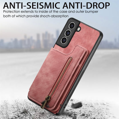 Retro Leather Zipper Wallet Back Phone Case, For Samsung Galaxy S21 5G, For Samsung Galaxy A31, For Samsung Galaxy A71, For Samsung Galaxy A51