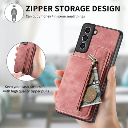 Retro Leather Zipper Wallet Back Phone Case, For Samsung Galaxy S21 5G, For Samsung Galaxy A31, For Samsung Galaxy A71, For Samsung Galaxy A51