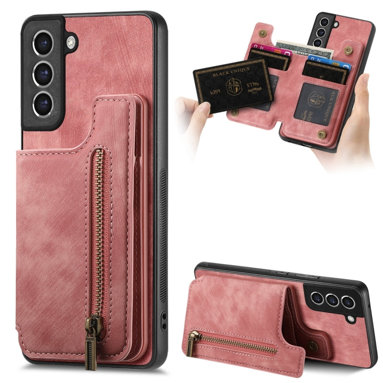 Retro Leather Zipper Wallet Back Phone Case, For Samsung Galaxy S21 5G, For Samsung Galaxy A31, For Samsung Galaxy A71, For Samsung Galaxy A51