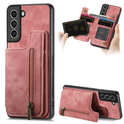 Retro Leather Zipper Wallet Back Phone Case, For Samsung Galaxy S21 5G, For Samsung Galaxy A31, For Samsung Galaxy A71, For Samsung Galaxy A51