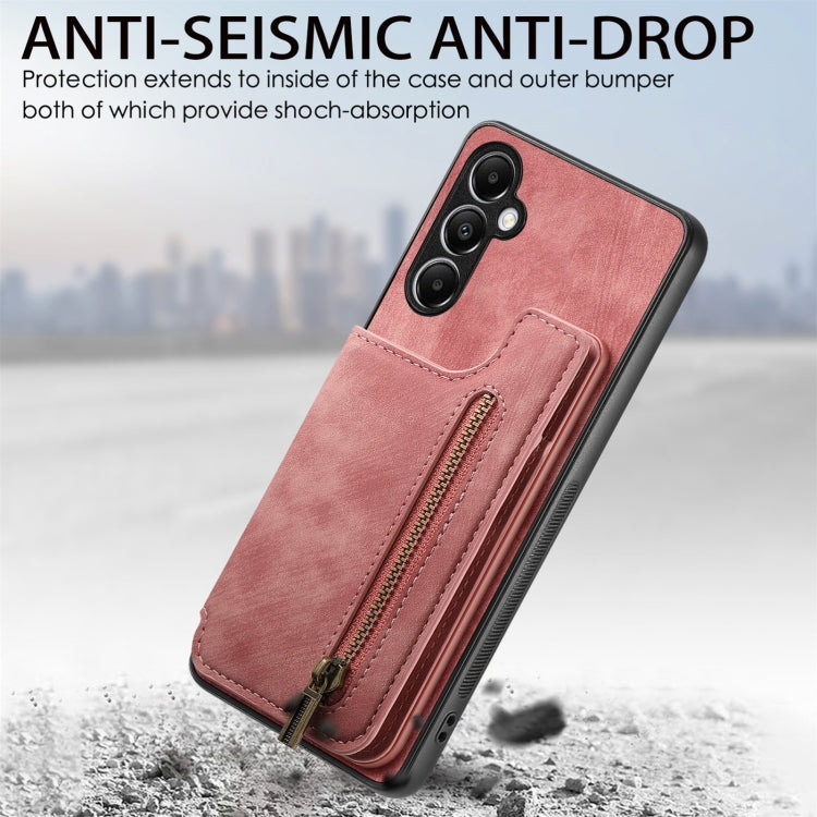 Retro Leather Zipper Wallet Back Phone Case, For Samsung Galaxy M15, For Samsung Galaxy A55 5G, For Samsung Galaxy A35 5G, For Samsung Galaxy A25 5G