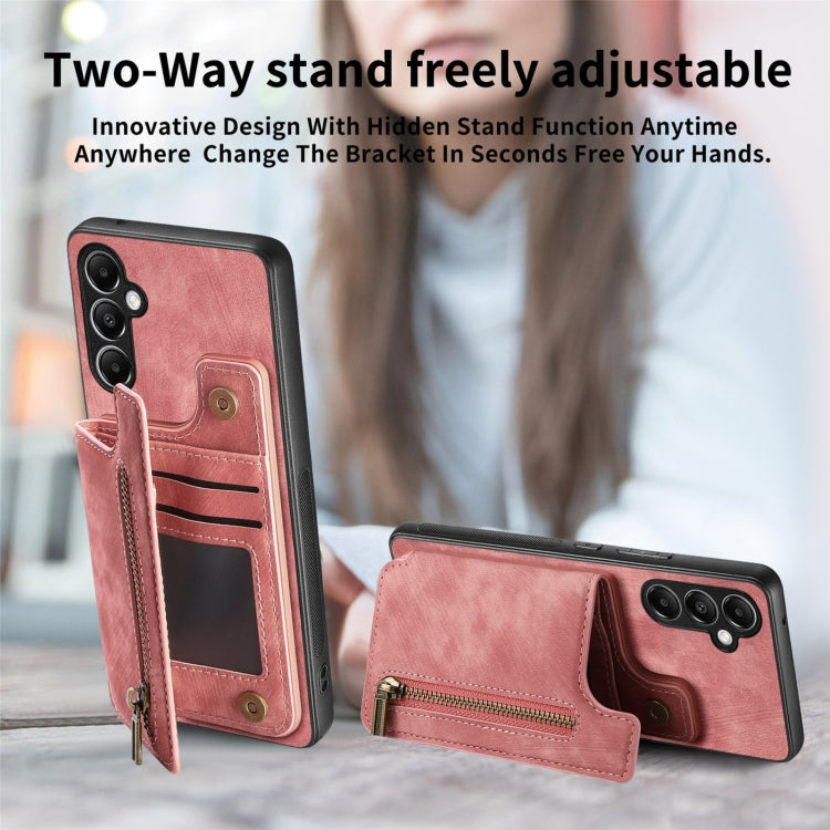 Retro Leather Zipper Wallet Back Phone Case, For Samsung Galaxy M15, For Samsung Galaxy A55 5G, For Samsung Galaxy A35 5G, For Samsung Galaxy A25 5G
