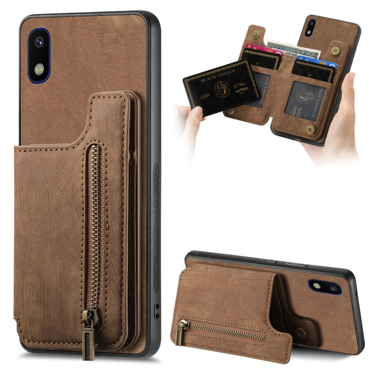 Retro Leather Zipper Wallet Back Phone Case, For Samsung Galaxy A10, For Samsung Galaxy A23, For Samsung Galaxy A14 4G/5G, For Samsung Galaxy A12 5G