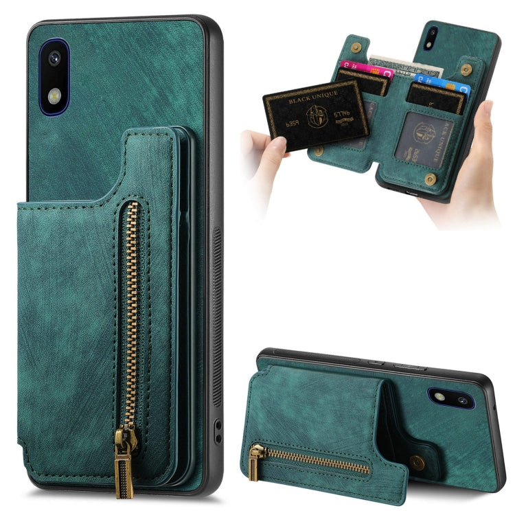 Retro Leather Zipper Wallet Back Phone Case, For Samsung Galaxy A10, For Samsung Galaxy A23, For Samsung Galaxy A14 4G/5G, For Samsung Galaxy A12 5G