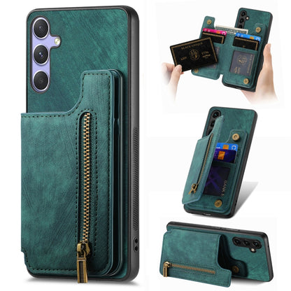 Retro Leather Zipper Wallet Back Phone Case, For Samsung Galaxy A36, For Samsung Galaxy S25 5G, For Samsung Galaxy S25+ 5G, For Samsung Galaxy S25 Ultra 5G