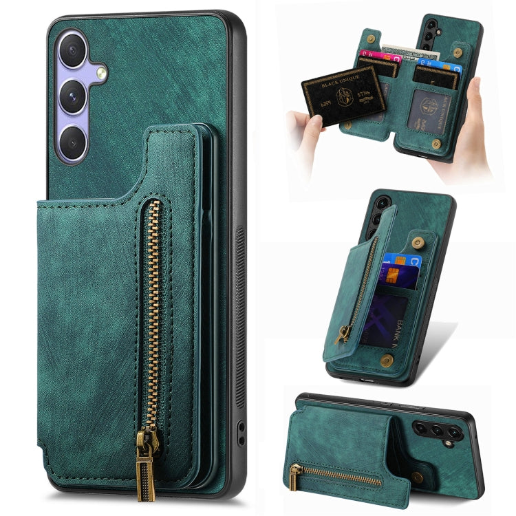 Retro Leather Zipper Wallet Back Phone Case, For Samsung Galaxy A36, For Samsung Galaxy S25 5G, For Samsung Galaxy S25+ 5G, For Samsung Galaxy S25 Ultra 5G