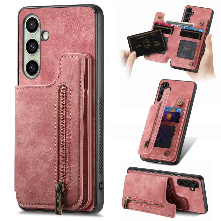 Retro Leather Zipper Wallet Back Phone Case, For Samsung Galaxy A57 5G, For Samsung Galaxy A37 5G, For Samsung Galaxy S25 Edge 5G, For Samsung Galaxy A56 5G