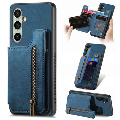 Retro Leather Zipper Wallet Back Phone Case, For Samsung Galaxy A57 5G, For Samsung Galaxy A37 5G, For Samsung Galaxy S25 Edge 5G, For Samsung Galaxy A56 5G