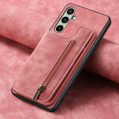 Retro Leather Zipper Wallet Back Phone Case, For Samsung Galaxy A36, For Samsung Galaxy S25 5G, For Samsung Galaxy S25+ 5G, For Samsung Galaxy S25 Ultra 5G