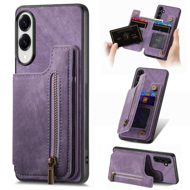 Retro Leather Zipper Wallet Back Phone Case, For Samsung Galaxy A57 5G, For Samsung Galaxy A37 5G, For Samsung Galaxy S25 Edge 5G, For Samsung Galaxy A56 5G