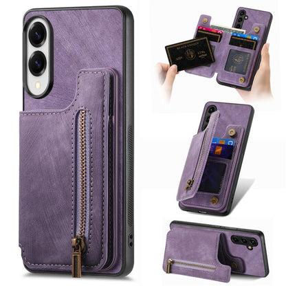 Retro Leather Zipper Wallet Back Phone Case, For Samsung Galaxy A57 5G, For Samsung Galaxy A37 5G, For Samsung Galaxy S25 Edge 5G, For Samsung Galaxy A56 5G