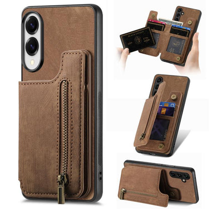 Retro Leather Zipper Wallet Back Phone Case, For Samsung Galaxy A57 5G, For Samsung Galaxy A37 5G, For Samsung Galaxy S25 Edge 5G, For Samsung Galaxy A56 5G