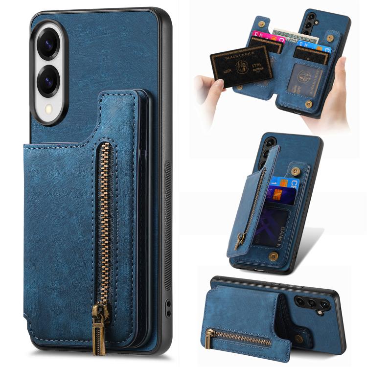 Retro Leather Zipper Wallet Back Phone Case, For Samsung Galaxy A57 5G, For Samsung Galaxy A37 5G, For Samsung Galaxy S25 Edge 5G, For Samsung Galaxy A56 5G