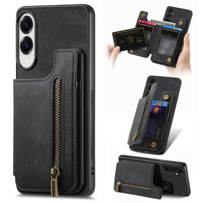 Retro Leather Zipper Wallet Back Phone Case, For Samsung Galaxy A57 5G, For Samsung Galaxy A37 5G, For Samsung Galaxy S25 Edge 5G, For Samsung Galaxy A56 5G