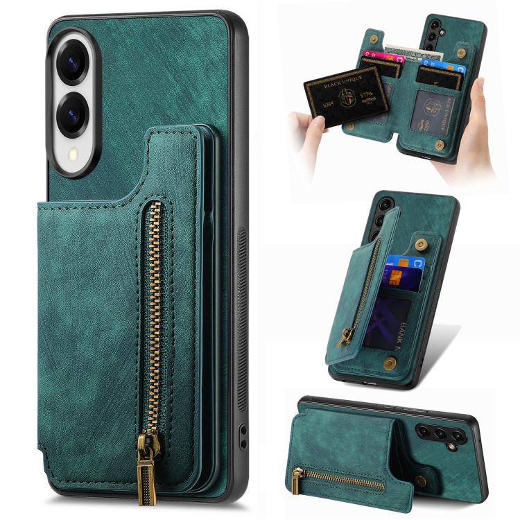 Retro Leather Zipper Wallet Back Phone Case, For Samsung Galaxy A57 5G, For Samsung Galaxy A37 5G, For Samsung Galaxy S25 Edge 5G, For Samsung Galaxy A56 5G