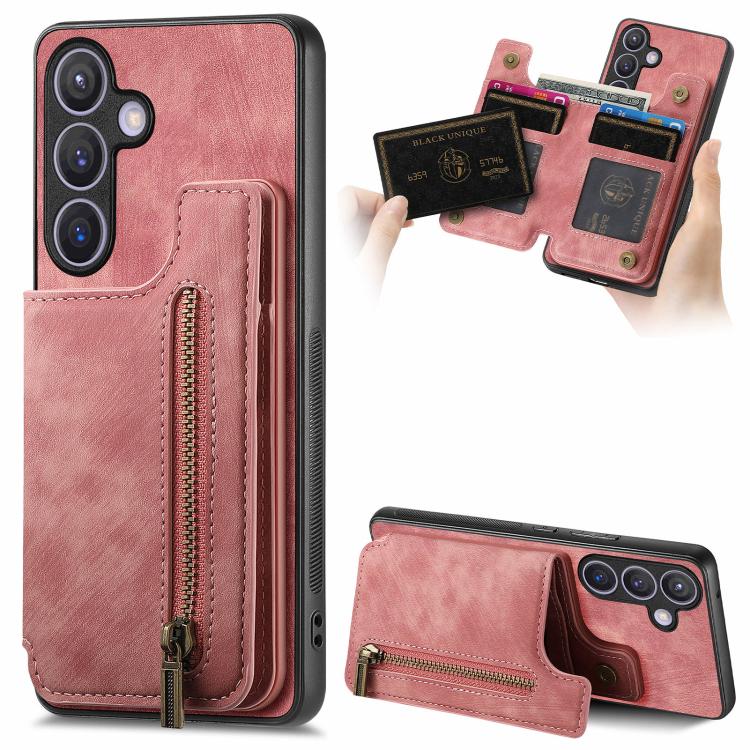Retro Leather Zipper Wallet Back Phone Case, For Samsung Galaxy A57 5G, For Samsung Galaxy A37 5G, For Samsung Galaxy S25 Edge 5G, For Samsung Galaxy A56 5G
