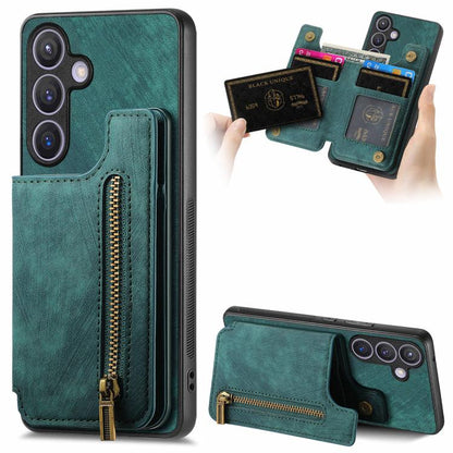 Retro Leather Zipper Wallet Back Phone Case, For Samsung Galaxy A57 5G, For Samsung Galaxy A37 5G, For Samsung Galaxy S25 Edge 5G, For Samsung Galaxy A56 5G