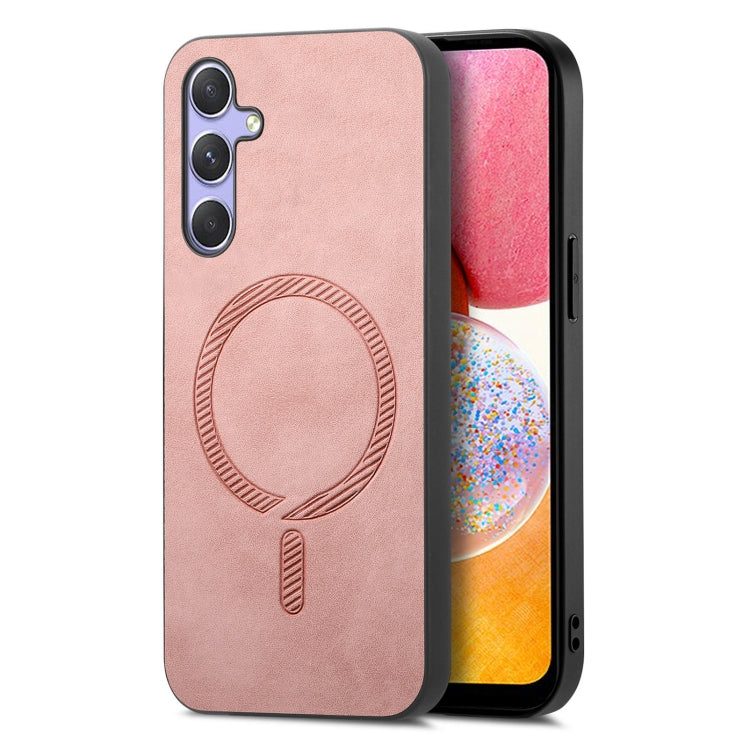 Solid Color Retro Magsafe PU Back Cover Phone Case, For Samsung Galaxy A14