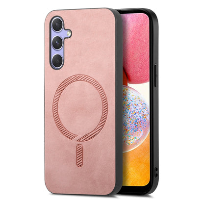Solid Color Retro Magsafe PU Back Cover Phone Case, For Samsung Galaxy A14