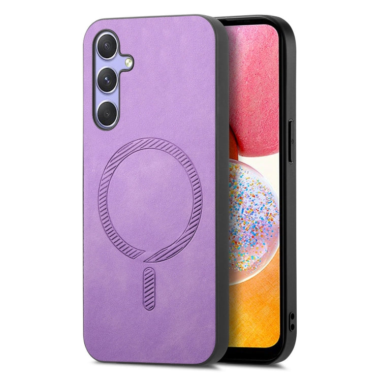Solid Color Retro Magsafe PU Back Cover Phone Case, For Samsung Galaxy A14