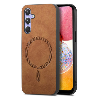 Solid Color Retro Magsafe PU Back Cover Phone Case, For Samsung Galaxy A14