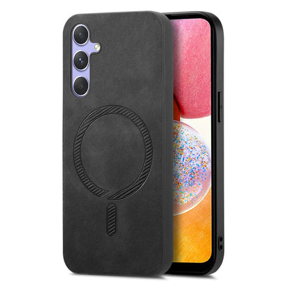 Solid Color Retro Magsafe PU Back Cover Phone Case, For Samsung Galaxy A14