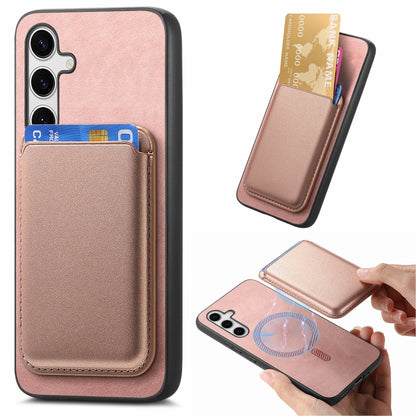 Retro Magsafe Card Bag PU Back Cover Phone Case, For Samsung Galaxy S24+ 5G, For Samsung Galaxy S24 5G, For Samsung Galaxy A05