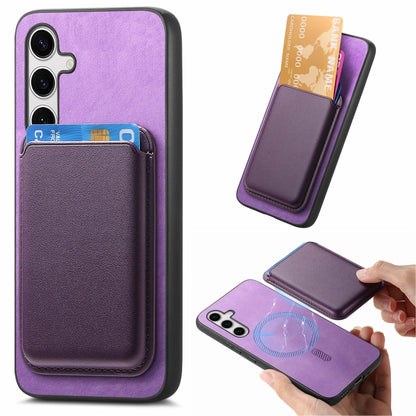 Retro Magsafe Card Bag PU Back Cover Phone Case, For Samsung Galaxy S24+ 5G, For Samsung Galaxy S24 5G, For Samsung Galaxy A05