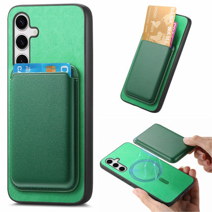 Retro Magsafe Card Bag PU Back Cover Phone Case, For Samsung Galaxy S24+ 5G, For Samsung Galaxy S24 5G, For Samsung Galaxy A05