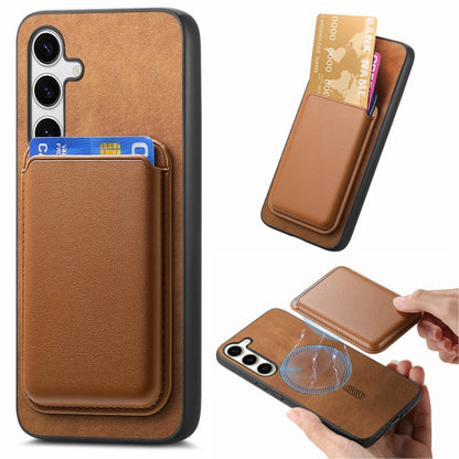 Retro Magsafe Card Bag PU Back Cover Phone Case, For Samsung Galaxy S24+ 5G, For Samsung Galaxy S24 5G, For Samsung Galaxy A05