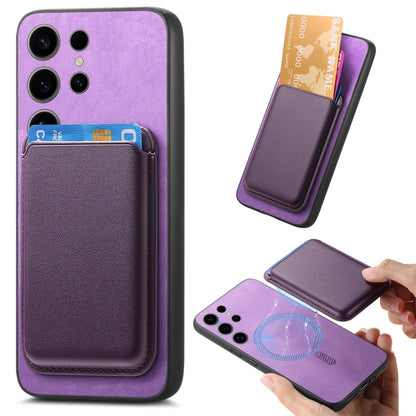Retro Magsafe Card Bag PU Back Cover Phone Case, For Samsung Galaxy S23 Ultra 5G, For Samsung Galaxy S23+ 5G, For Samsung Galaxy S23 5G