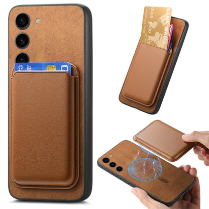 Retro Magsafe Card Bag PU Back Cover Phone Case, For Samsung Galaxy S23 Ultra 5G, For Samsung Galaxy S23+ 5G, For Samsung Galaxy S23 5G