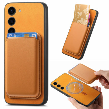 Retro Magsafe Card Bag PU Back Cover Phone Case, For Samsung Galaxy S23 Ultra 5G, For Samsung Galaxy S23+ 5G, For Samsung Galaxy S23 5G
