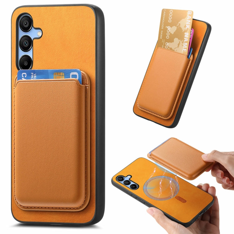 Retro Magsafe Card Bag PU Back Cover Phone Case, For Samsung Galaxy A16, For Samsung Galaxy A15, For Samsung Galaxy M34/F34 5G