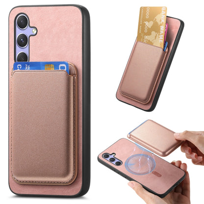 Retro Magsafe Card Bag PU Back Cover Phone Case, For Samsung Galaxy A55, For Samsung Galaxy A35, For Samsung Galaxy S24 Ultra 5G