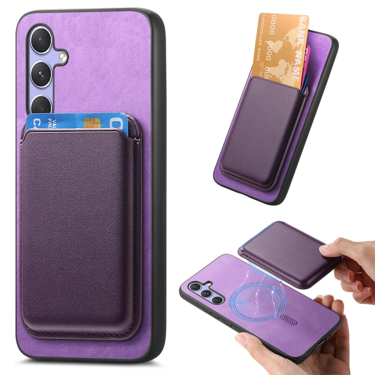 Retro Magsafe Card Bag PU Back Cover Phone Case, For Samsung Galaxy A55, For Samsung Galaxy A35, For Samsung Galaxy S24 Ultra 5G