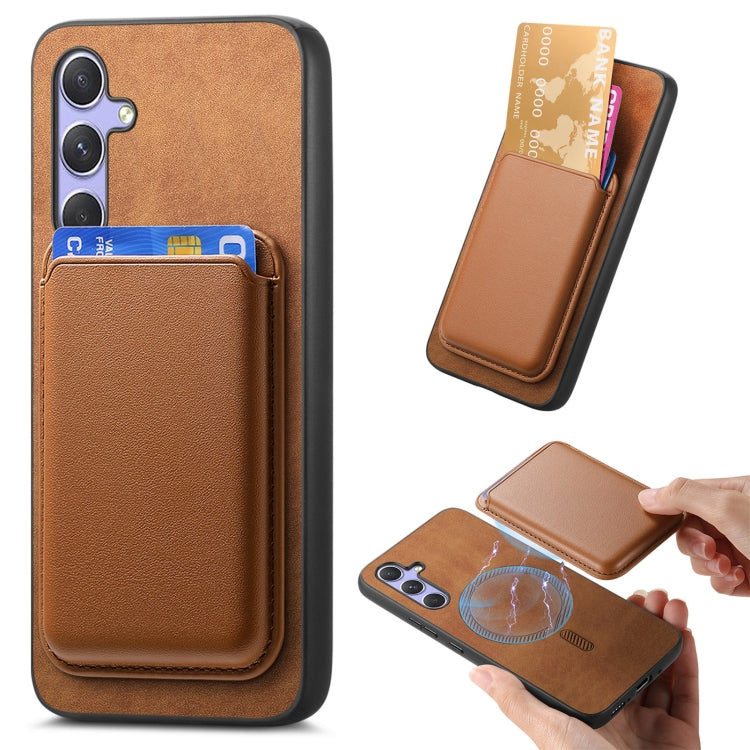 Retro Magsafe Card Bag PU Back Cover Phone Case, For Samsung Galaxy A55, For Samsung Galaxy A35, For Samsung Galaxy S24 Ultra 5G