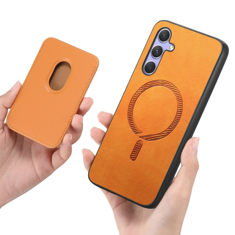 Retro Magsafe Card Bag PU Back Cover Phone Case, For Samsung Galaxy A55, For Samsung Galaxy A35, For Samsung Galaxy S24 Ultra 5G