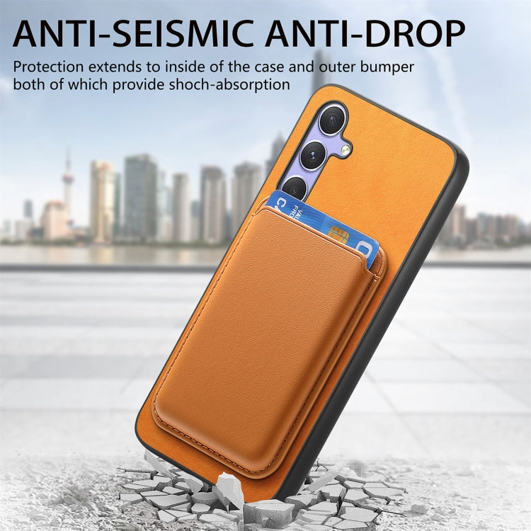 Retro Magsafe Card Bag PU Back Cover Phone Case, For Samsung Galaxy A55, For Samsung Galaxy A35, For Samsung Galaxy S24 Ultra 5G