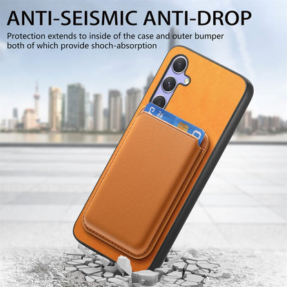 Retro Magsafe Card Bag PU Back Cover Phone Case, For Samsung Galaxy A55, For Samsung Galaxy A35, For Samsung Galaxy S24 Ultra 5G