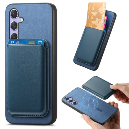 Retro Magsafe Card Bag PU Back Cover Phone Case, For Samsung Galaxy A55, For Samsung Galaxy A35, For Samsung Galaxy S24 Ultra 5G