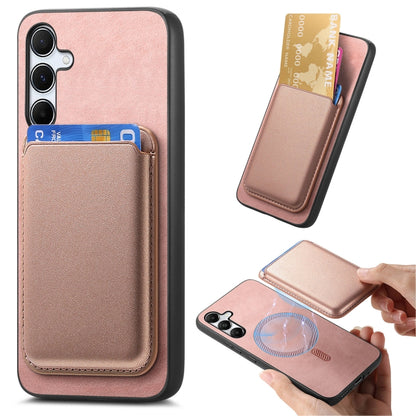 Retro Magsafe Card Bag PU Back Cover Phone Case, For Samsung Galaxy M54/F54 5G, For Samsung Galaxy A24, For Samsung Galaxy A14