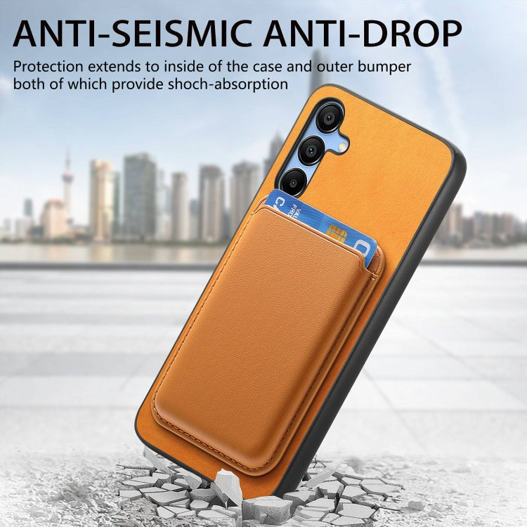 Retro Magsafe Card Bag PU Back Cover Phone Case, For Samsung Galaxy A16, For Samsung Galaxy A15, For Samsung Galaxy M34/F34 5G