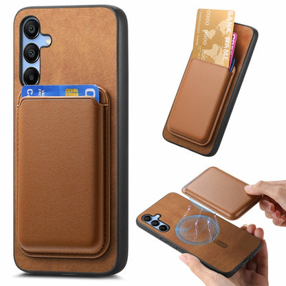 Retro Magsafe Card Bag PU Back Cover Phone Case, For Samsung Galaxy A16, For Samsung Galaxy A15, For Samsung Galaxy M34/F34 5G