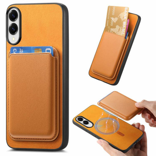 Retro Magsafe Card Bag PU Back Cover Phone Case, For Samsung Galaxy S25 Edge 5G, For Samsung Galaxy S25 5G, For Samsung Galaxy S25+ 5G