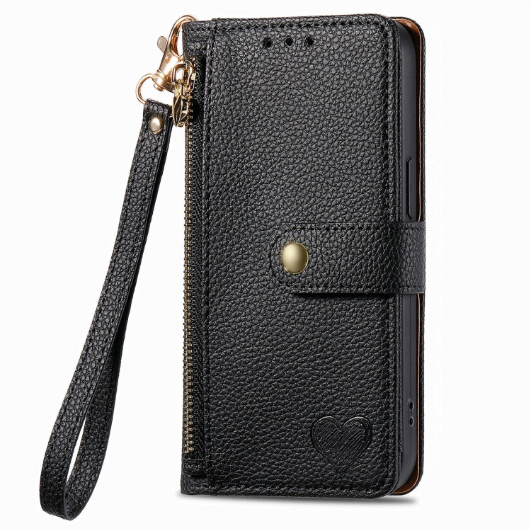 Love Zipper Lanyard Leather Phone Case, For Samsung Galaxy C55, For Samsung Galaxy M55