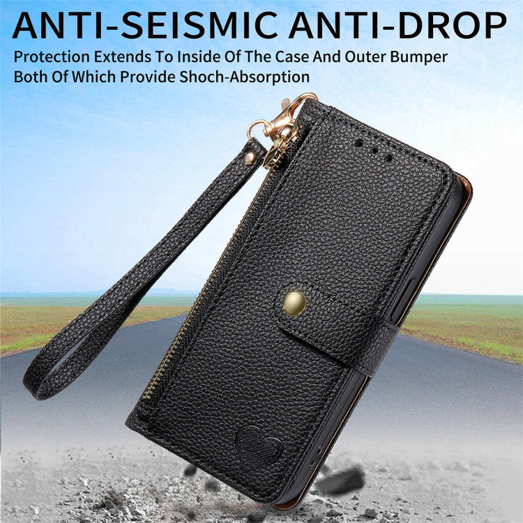 Love Zipper Lanyard Leather Phone Case, For Samsung Galaxy C55, For Samsung Galaxy M55