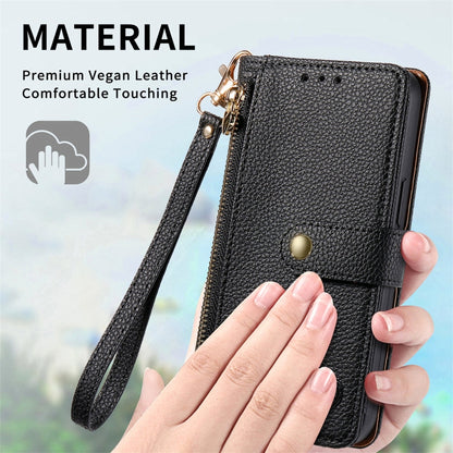 Love Zipper Lanyard Leather Phone Case, For Samsung Galaxy C55, For Samsung Galaxy M55